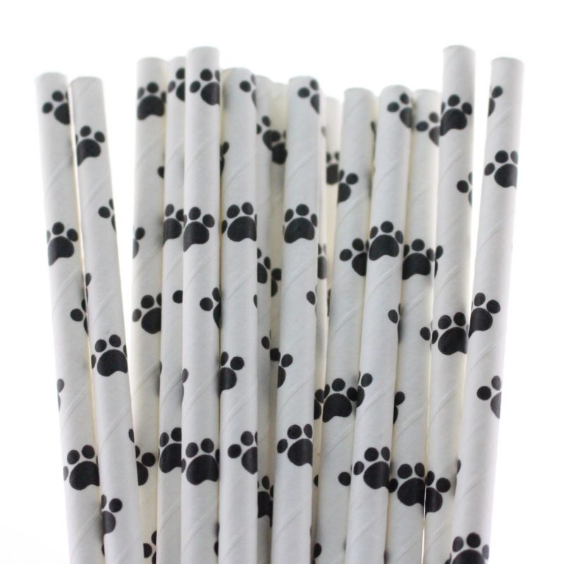 142 Mixed Paper Straws-PAW PRINT